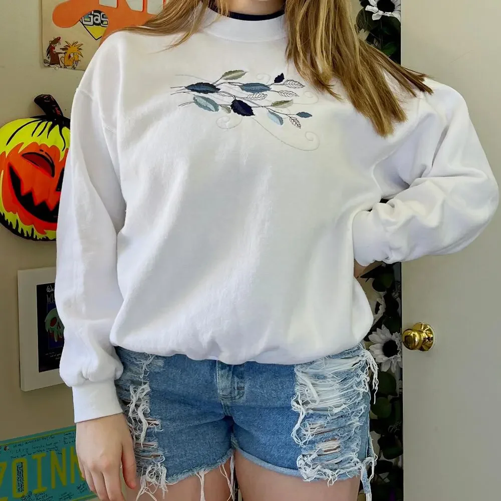 Vintage 1980s Top Stitch by Morning Sun White Crewneck Sweatshirt Size Large